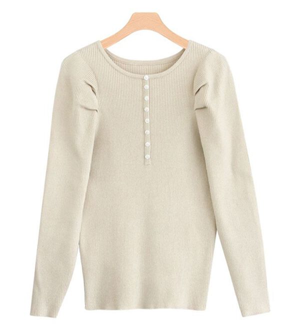 Pierrot（ピエロ）の「ボリュームスリーブリブニット（ニット・セーター）」｜詳細画像