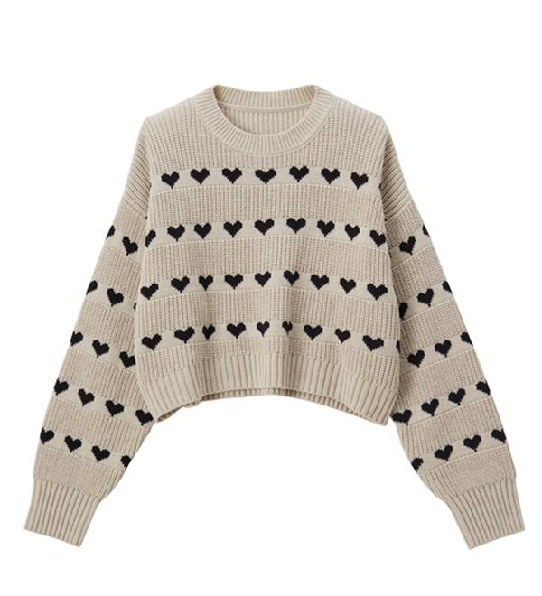 RANAN（ラナン）の「ハートライン柄ニットプルオーバー（ニット・セーター）」｜詳細画像