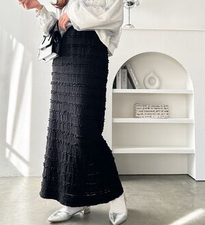 GeeRA（ジーラ）の「すっきりオシャレ見え！ジャカードレースタイトスカート（ロングスカート）」｜詳細画像