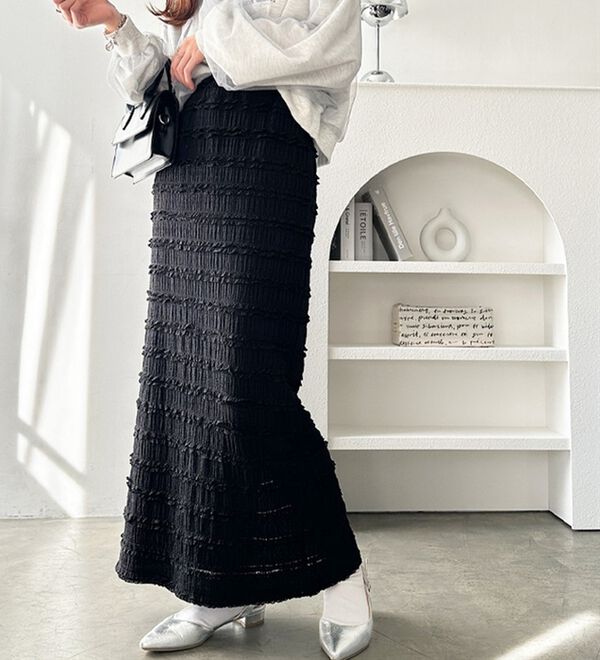 GeeRA（ジーラ）の「すっきりオシャレ見え！ジャカードレースタイトスカート（ロングスカート）」｜詳細画像