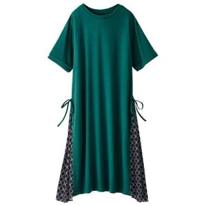 BELLUNA（ベルーナ）の「サイドリボン使いチュニックワンピース（チュニックワンピース）」｜ターコイズ系幾何柄