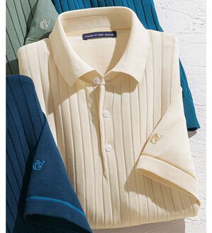 「＜コムルヴァン・オム＞大人の涼感ニットポロシャツ（メンズポロシャツ）」｜アイボリー