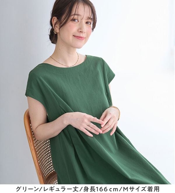 Viola e Viola（ヴィオラ エ ヴィオラ）の「【選べる２丈】綿１００％タック使いワンピース＜Ｓ～４Ｌ＞（チュニックワンピース）」｜詳細画像