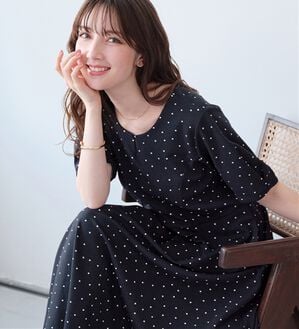 alotta（アロッタ）の「【4つの機能付】タック袖Ａラインワンピース（その他ワンピース）」｜ドット柄