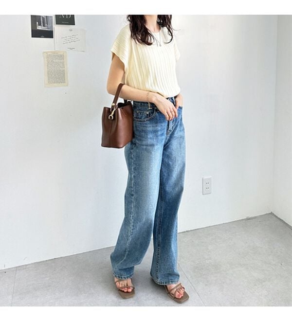 GeeRA（ジーラ）の「プリーツ編フレンチスリーブリブトップス（ニット・セーター）」｜詳細画像