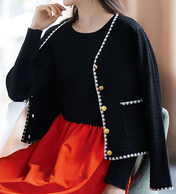 RANAN（ラナン）の「ツイード風配色ニットカーディガン（ニットカーディガン）」｜詳細画像