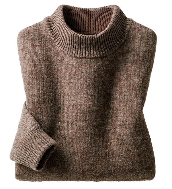 ルフラン（ルフラン）の「選べる！洗えるぬくもりウール１００％セーター（ニット・セーター）」｜モカ