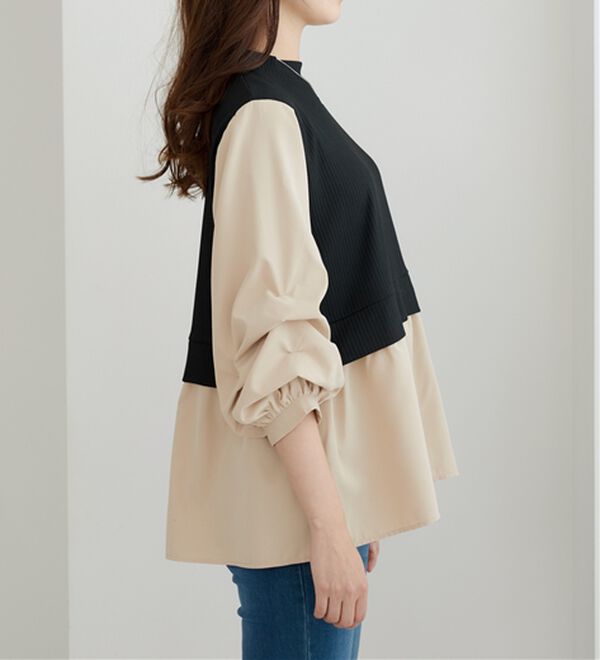 BELLUNA（ベルーナ）の「異素材切替袖タックデザインチュニック（チュニック）」｜詳細画像