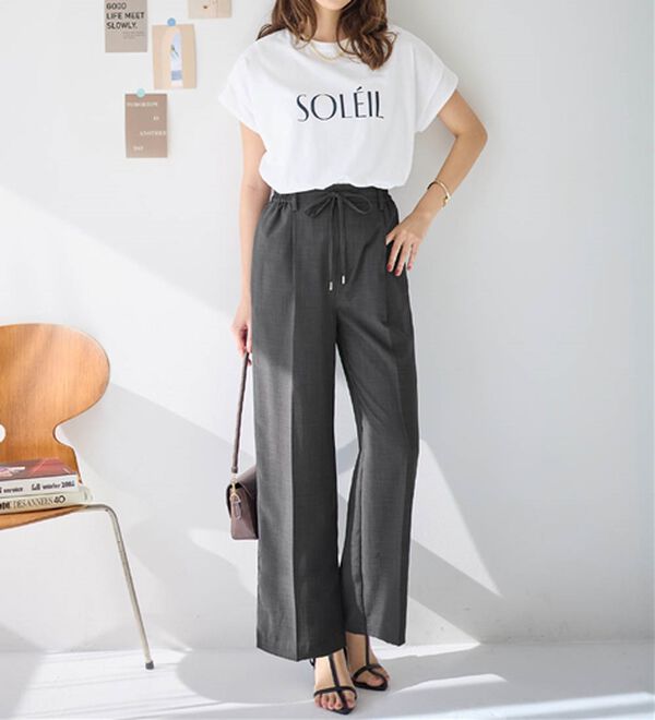 alotta（アロッタ）の「軽やかウエストリボンワイドパンツ（ワイドパンツ・ガウチョ）」｜詳細画像