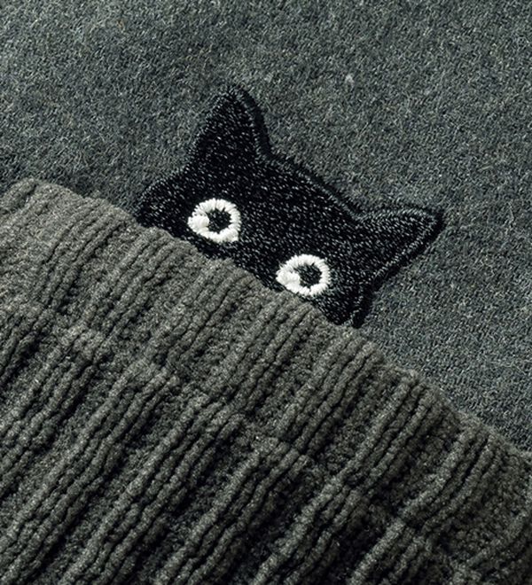 ルフラン（ルフラン）の「【３色組】ねこいっぱいのモノトーンシャツ（シャツ）」｜詳細画像