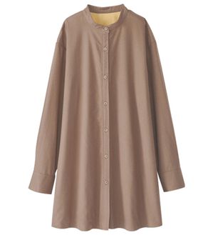 BELLUNA（ベルーナ）の「こっそりあったか！裏フリースシャツチュニック（シャツ）」｜ベージュ