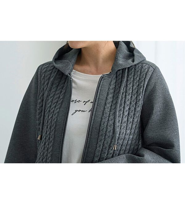 BELLUNA（ベルーナ）の「ダンボール素材ケーブルニット切替コート（ハーフコート）」｜詳細画像