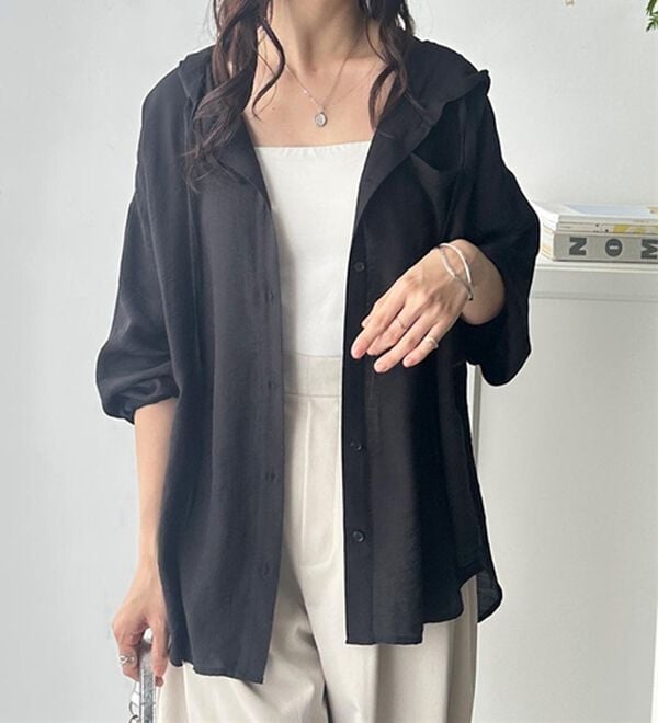 GeeRA（ジーラ）の「羽織にも◎フード付きオーバーサイズシャツ（シャツ）」｜詳細画像