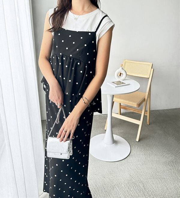 GeeRA（ジーラ）の「楽ちん！ペプラムキャミワンピース（カットソーワンピース）」｜詳細画像