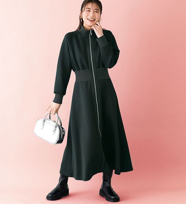 BELLUNA（ベルーナ）の「【ＳＭＡＲＴ　ＥＣＯ　ＪＥＲＳＥＹ】リブ切替ワンピース（ロングワンピース）」｜詳細画像