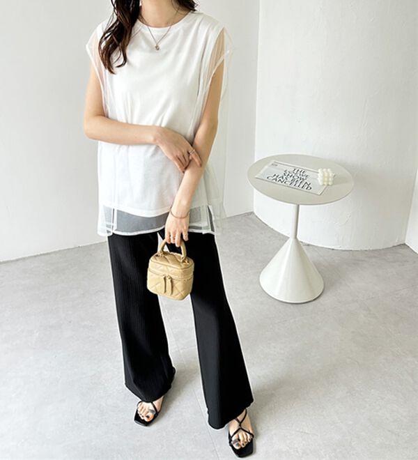 GeeRA（ジーラ）の「セルフカット美脚魅せセミフレアパンツ（フルレングスパンツ）」｜詳細画像