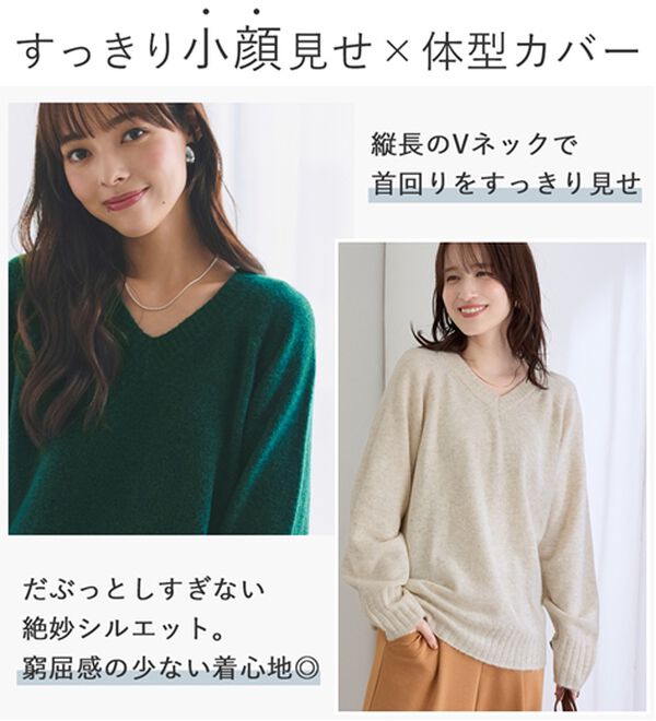 Viola e Viola（ヴィオラ エ ヴィオラ）の「リブ使いＶネックニット（ニット・セーター）」｜詳細画像
