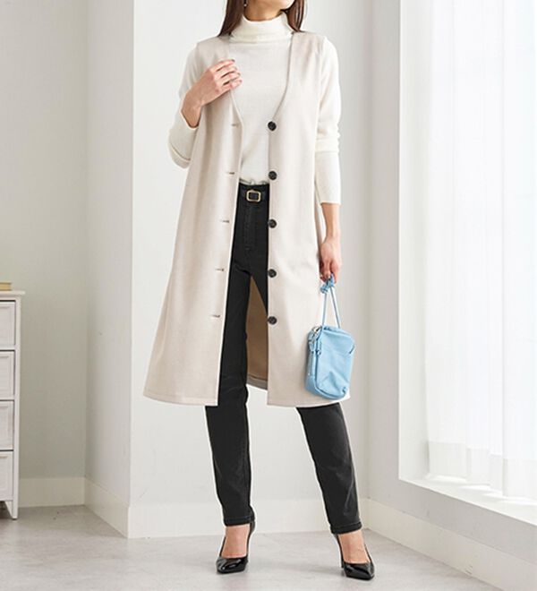 BELLUNA（ベルーナ）の「ふんわり裏起毛ストレッチデニムパンツ（フルレングスパンツ）」｜詳細画像