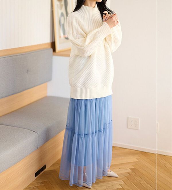 RANAN（ラナン）の「ハイネック求心柄ロング丈ニット（ニット・セーター）」｜詳細画像