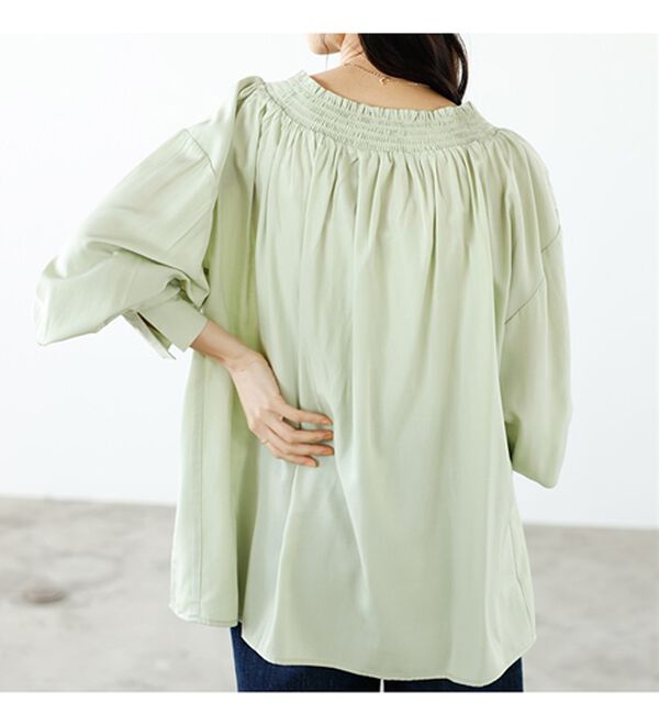 GeeRA（ジーラ）の「リボン付スキッパーブラウス（ブラウス）」｜詳細画像