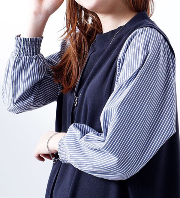 BELLUNA（ベルーナ）の「袖切替デザインハイネックワンピース（カットソーワンピース）」｜詳細画像