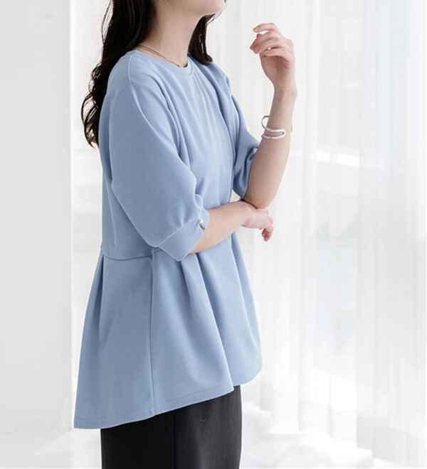 BELLUNA（ベルーナ）の「ジョーゼット素材タック使いＴブラウス（ブラウス）」｜詳細画像