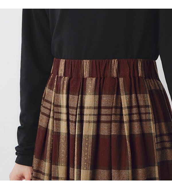 Viola e Viola（ヴィオラ エ ヴィオラ）の「ふんわりタックチェックミモレスカート（ロングスカート）」｜詳細画像