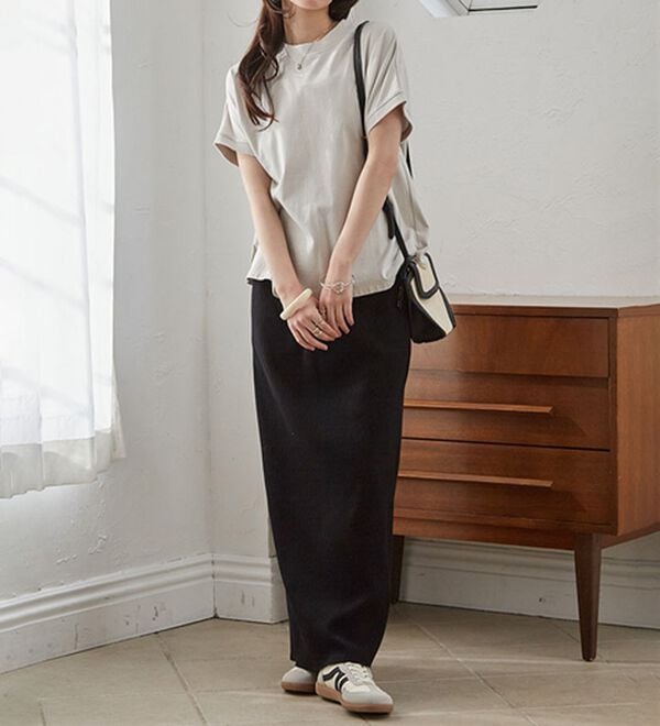 RANAN（ラナン）の「【選べる袖丈】ひんやり！＜BC＞綿100％プチハイネックＴシャツ（カットソー）」｜詳細画像