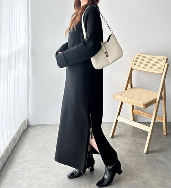 GeeRA（ジーラ）の「裾ファスナースリットニットワンピース（ニットワンピース）」｜詳細画像