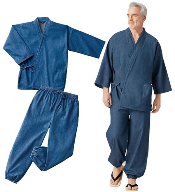 「日本の伝統服デニム作務衣（メンズ和装・浴衣・和装グッズ）」｜2色組