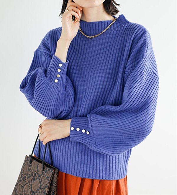 GeeRA（ジーラ）の「袖ボタンボトルネックリブニット（ニット・セーター）」｜詳細画像