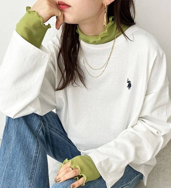 GeeRA（ジーラ）の「【Ｕ．Ｓ．ＰＯＬＯ ＡＳＳＮ】オーバーサイズ刺しゅうロンＴ（カットソー）」｜詳細画像