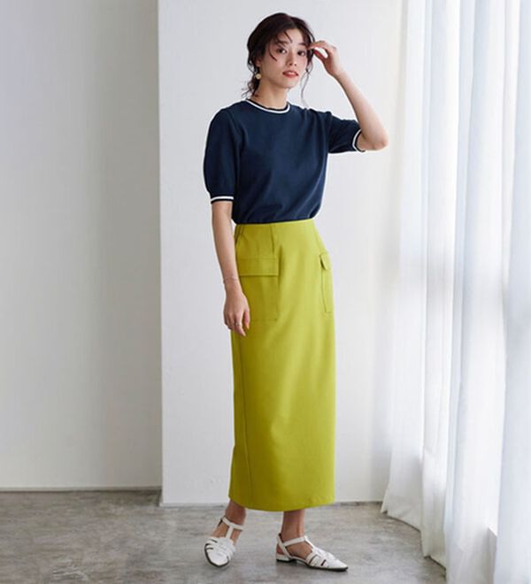 Pierrot（ピエロ）の「ライン配色パフニット（ニット・セーター）」｜詳細画像