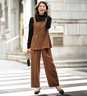 BELLUNA（ベルーナ）の「【2点セット】ウーリッシュ素材ビスチェセットアップ（セットアップ）」｜ブラウン