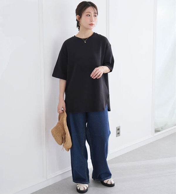 A HAPPY MARILYN（アハッピーマリリン）の「【Ｍ～８Ｌ】【ハッピーさらりん】裾ラウンド五分袖Ｔシャツ（Tシャツ）」｜詳細画像