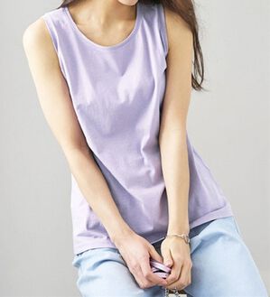 BELLUNA（ベルーナ）の「ヒンヤリ綿１００％大人顔タンクトップ（タンクトップ・キャミソール）」｜ラベンダー