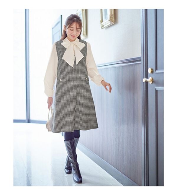 alotta（アロッタ）の「ツイード金ボタンジャンパースカート（ジャンパースカート）」｜詳細画像