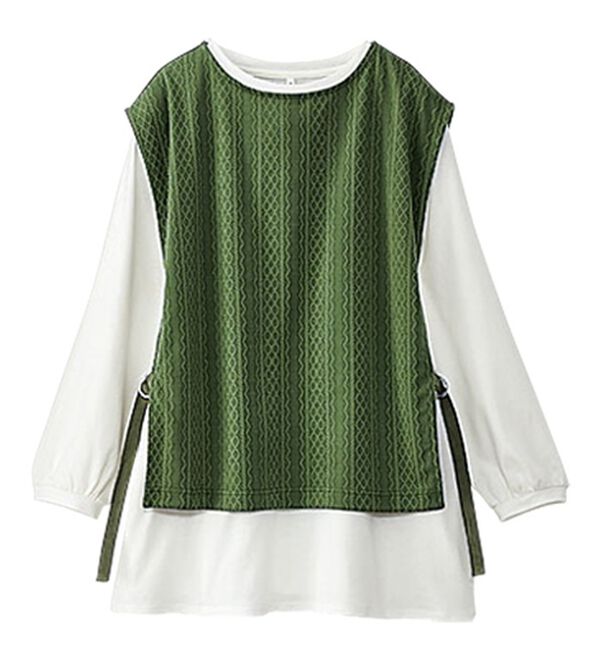 BELLUNA（ベルーナ）の「カットソージャカード素材ベストアンサンブル（アンサンブル）」｜詳細画像