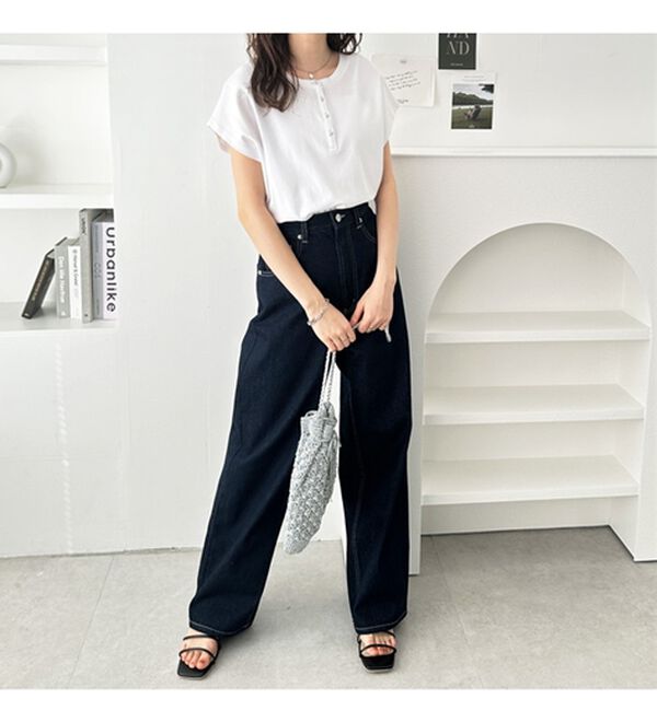 GeeRA（ジーラ）の「綿１００％前後２ＷＡＹシルケットフレンチスリーブカットソー（Tシャツ）」｜詳細画像