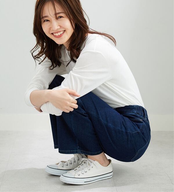 BELLUNA（ベルーナ）の「デニム素材美脚見えワイドパンツ（ワイドパンツ・ガウチョ）」｜詳細画像