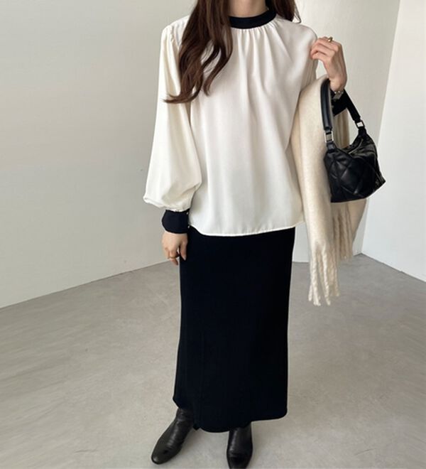 GeeRA（ジーラ）の「前後２ＷＡＹバイカラーブラウス（ブラウス）」｜詳細画像