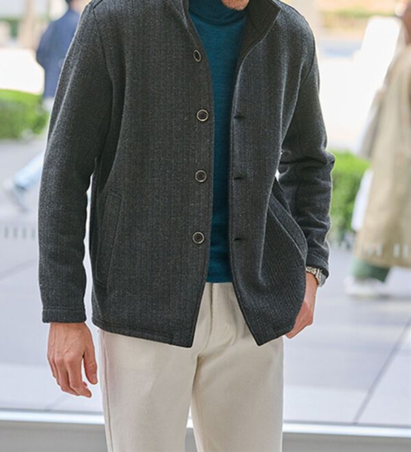 「気軽に羽織れるイタリアンカラージャケット（メンズジャケット）」｜詳細画像