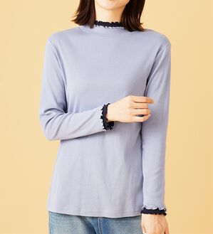 BELLUNA（ベルーナ）の「重ね着風フリル衿プルオーバー（カットソー）」｜ライラック&times;ネイビー