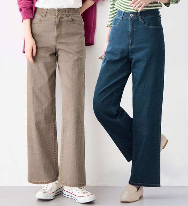 Viola e Viola（ヴィオラ エ ヴィオラ）の「のび心地　ゆるストレートパンツ（フルレングスパンツ）」｜詳細画像