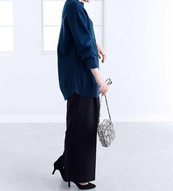 BELLUNA（ベルーナ）の「パッチワーク調ケーブルニットチュニック（チュニック）」｜詳細画像