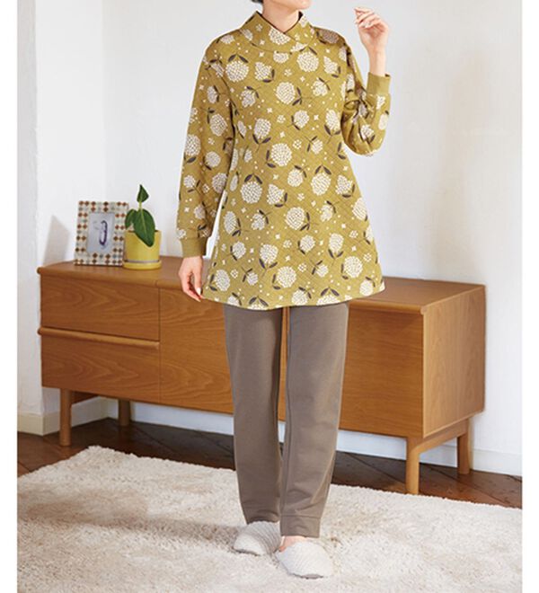 「【２着組】ニットキルトの重ね衿パジャマ（パジャマ・ルームウェア）」｜詳細画像