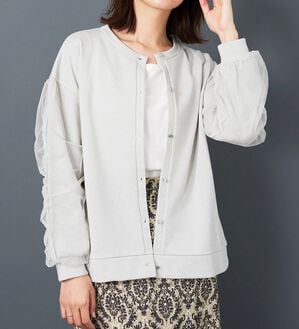 BELLUNA（ベルーナ）の「ラメ調袖チュールデザインカーディガン（その他カーディガン）」｜詳細画像