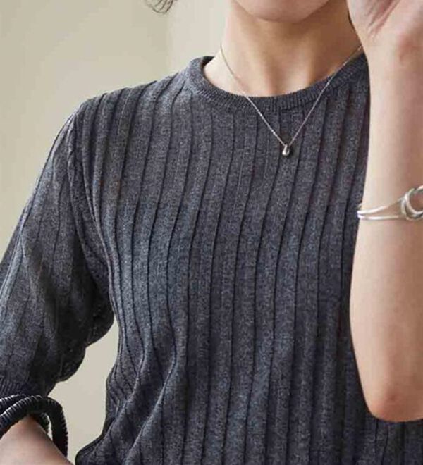 RANAN（ラナン）の「5分袖シアーラメリブニット（ニット・セーター）」｜詳細画像