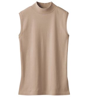 LAVIENNE（ラヴィエンヌ）の「【医師オススメ】ＵＶカット綿１００％スリーブレスハイネックプルオーバー＜カラフルコットン＞（肌着・インナーウェア）」｜モカ