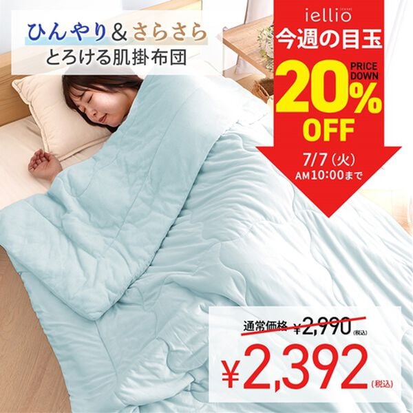 iellio（イエリオ）の「【８日間限定価格】リバーシブル涼感とろける肌掛布団＜タオル地・綿１００％・わた入・洗える・接触冷感・肌掛け布団＞（掛布団）」｜詳細画像